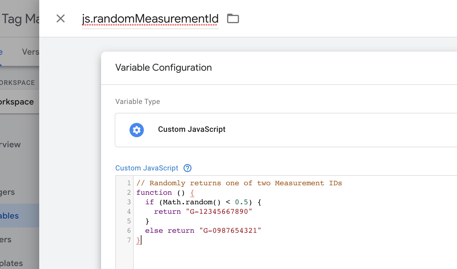 A Custom JavaScript variable in the GTM UI